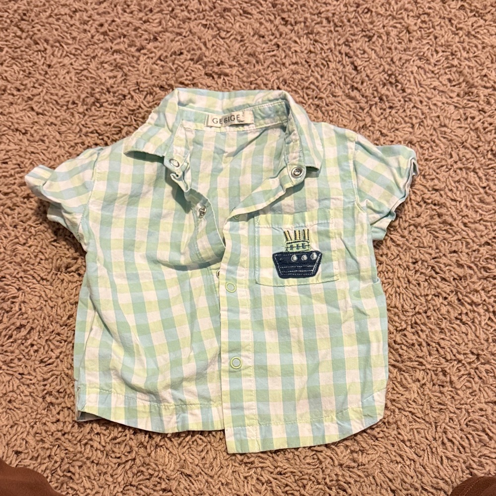 GBG Los Angeles Kids Blue and Green Checkered Shirt